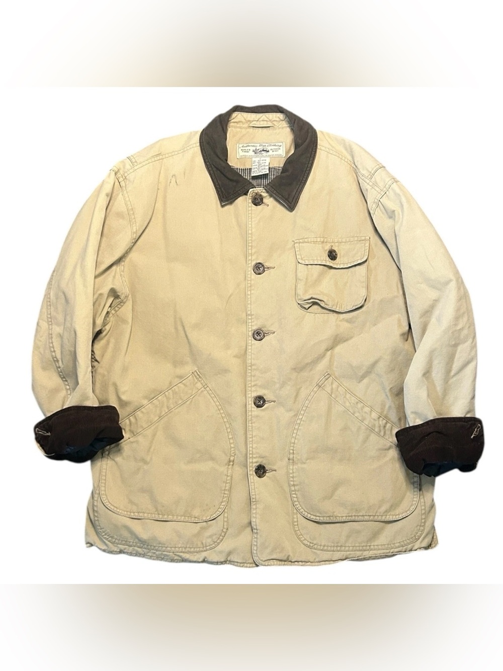 Vintage Gap Jacket Mens L Canvas Flannel Lined Chore Barn Field Coat Warm Tan